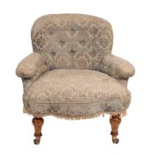 A Victorian mahogany and button upholstered armchair, by Charles Hindley & Sons, London, circa 1880,