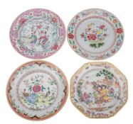 A group of four Chinese famille rose plates,