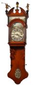 A Dutch 'Frisian' wall clock: the weight-driven chain-wound movement having turned brass pillars