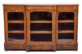 An early Victorian gonçalo alves and line inlaid breakfront credenza, mid 19th century,