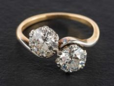 An old-cut diamond, cross-over ring,: total estimated diamond weight ca. 2.