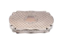 A Victorian silver vinaigrette, maker Nathaniel Mills, Birmingham, 1850: of rectangular outline,