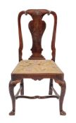 A Queen Anne walnut dining chair, early 18th century,