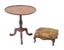 A Victorian mahogany and upholstered footstool, in 18th century taste, second half 19th century,