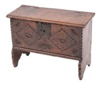 An oak six-plank coffer, first half 17th century,