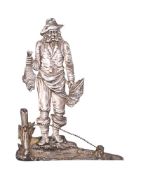 A continental silver name place/menu holder, bears import marks for London,