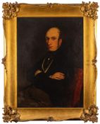 WITHDRAWN LOT English School, 19th Century- Portrait of a gentleman, half-length seated,