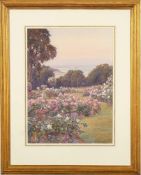 Beatrice Emma Parsons [1870-1955]- Rose Garden, The Lodge, Isle of Wight,:- signed watercolour,