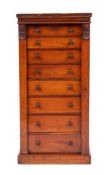 A mahogany Wellington chest, second quarter 19th century,