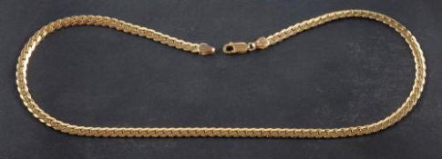 A 9ct. gold herringbone-link necklace,: with import marks for Sheffield, 1991, length ca.