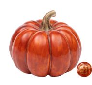 A Chinese porcelain gourd-shaped weight: painted in iron-red with greenish brown stalk,