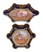 Two small Vienna-style shaped dishes and a similar Helena Wolfsohn Meissen-style dish: the first