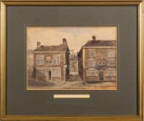English School Circa 1844- Ashton Under Lyne, Town houses and view along a side street,