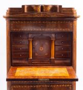 A Dutch walnut and marquetry secretaire a abbatant, second half 19th century,