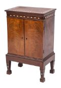 An Italian walnut, ebony, bone and boxwood strung collectors' cabinet, late 19th century,