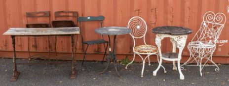 Three Victorian cast iron garden tables, late 19th century,