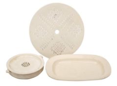 A mixed lot of late 18th/early 19th century plain creamware: including a warming dish,