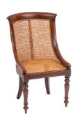 A Regency mahogany and canework library bergere, circa 1815,