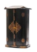 A Japanese black and gold lacquer Zushi (portable shrine): the case with shallow domed top with