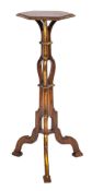 A Continental parcel gilt walnut torchere or vase stand, in Gothic taste, second half 19th century,