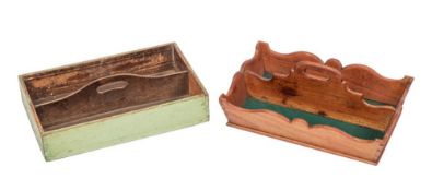 A George III mahogany cutlery porters, circa 1770,: of rectangular section,