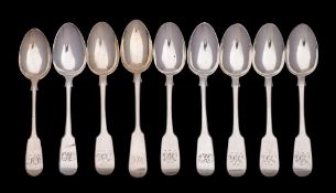 A mixed collection of twelve provincial silver teaspoons,