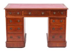 A Victorian mahogany pedestal desk in George III style, late 19th century,