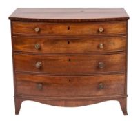 A George III mahogany bowfront chest of drawers, early 19th century,