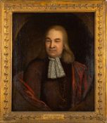 Flemish School late 17th Century- The Burgomaster,:- oil on canvas within a painted oval 74 x 61.