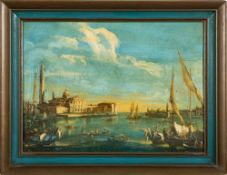 Follower of Canaletto [19/20th Century]- The Venetian lagoon,:- a pair, oils on panel,