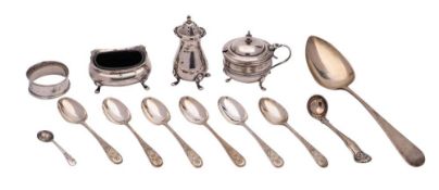A set of six Edward VII silver teaspoons, maker Josiah Williams & Co, London, 1905: initialled,
