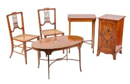 A group of Edwardian painted satinwood furniture in Sheraton style, early 20th century,