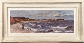 Joshua Anderson Hague [1850-1916]- Fisherfolk and cottages in a bay,