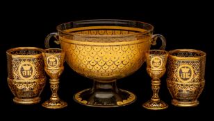 A Continental glass two-handled bowl,