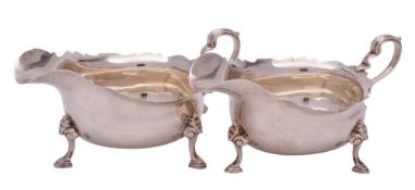 A pair of George V Britannia silver sauce boats, maker Goldsmiths & Silversmiths Co Ltd, London,