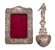 A Continental cast silver spoon, bears import marks for Berthold Muller, Chester,