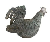 A large copper weather vane: in the form of a cockerel, 48cm high.