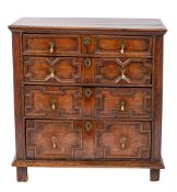 A William and Mary oak chest of drawers, late 17th century,