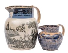 An early 19th century 'Peace of Amiens' commemorative transfer-printed pearlware jug,