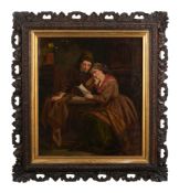 English School 19th Century, The Love Letter, oil on canvas, 48 x 42cm.