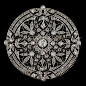 A Belle Epoque, openwork, platinum, old, single and rose-cut diamond brooch,