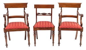 A composed set of ten mahogany dining chairs in Regency style, 20th century,