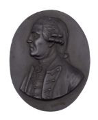 A Wedgwood & Bentley black basalt portrait medallion of Augustus,