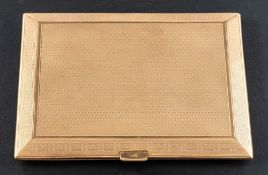 A 9ct gold cigarette case with engine-turned decoration,: sponsor's mark for William Neale,