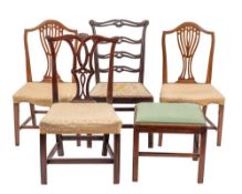 A pair of George III mahogany side chairs, last quarter 18th century,