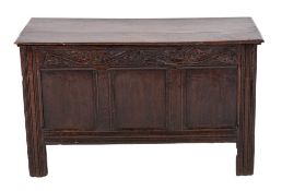 An oak coffer, possibly Welsh, mid 17th century,
