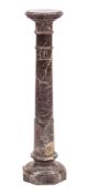 A Continental purple and striated white veined marble columnar pedestal, circa 1900,
