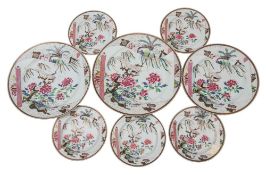 A Chinese famille rose part service: painted with pheasants,