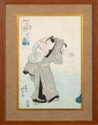 Six assorted Japanese wood block prints, various artists including Kunisada,
