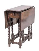 An oak gateleg table, last quarter 17th century,